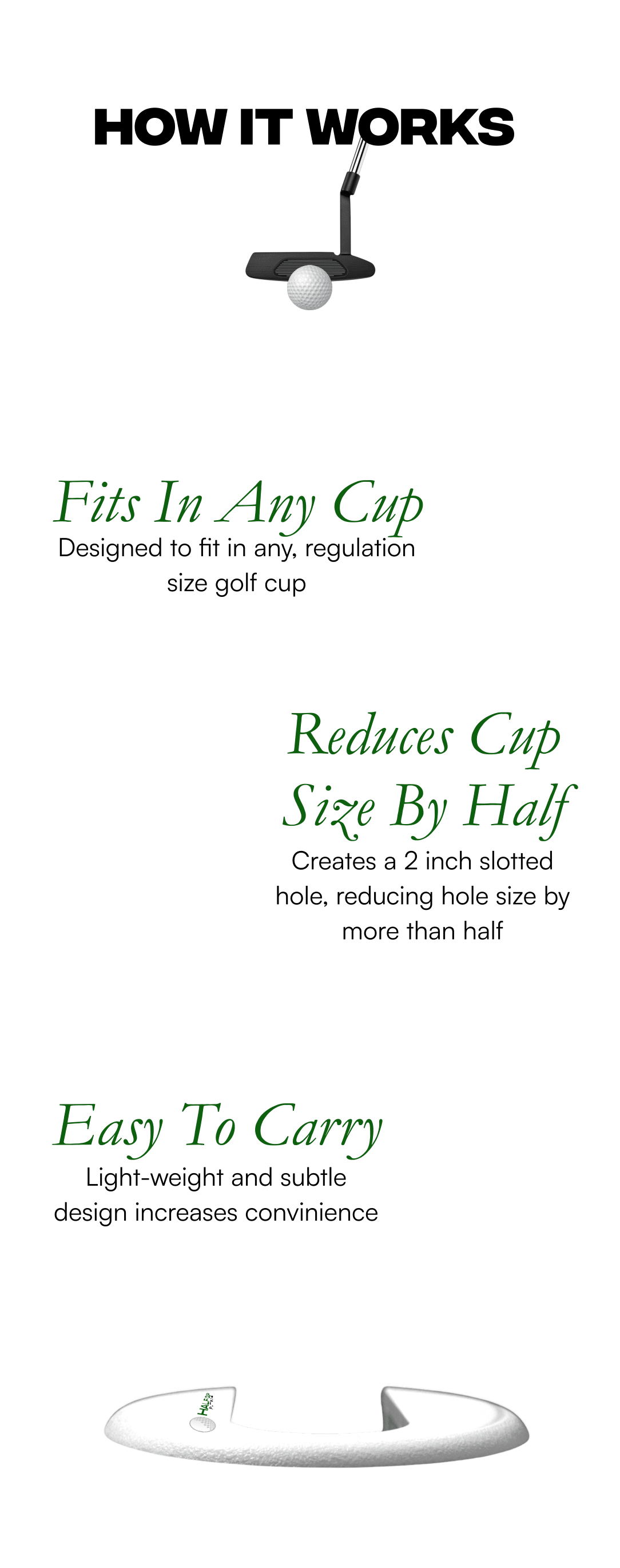 Half Cup Putting Aid – Golf Putting Trainer | Accuracy Training Tool
